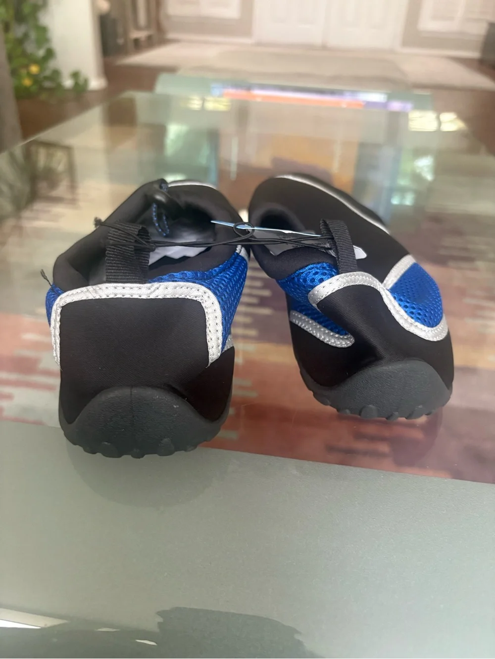 Kids Black Water Shoes with Blue Trim